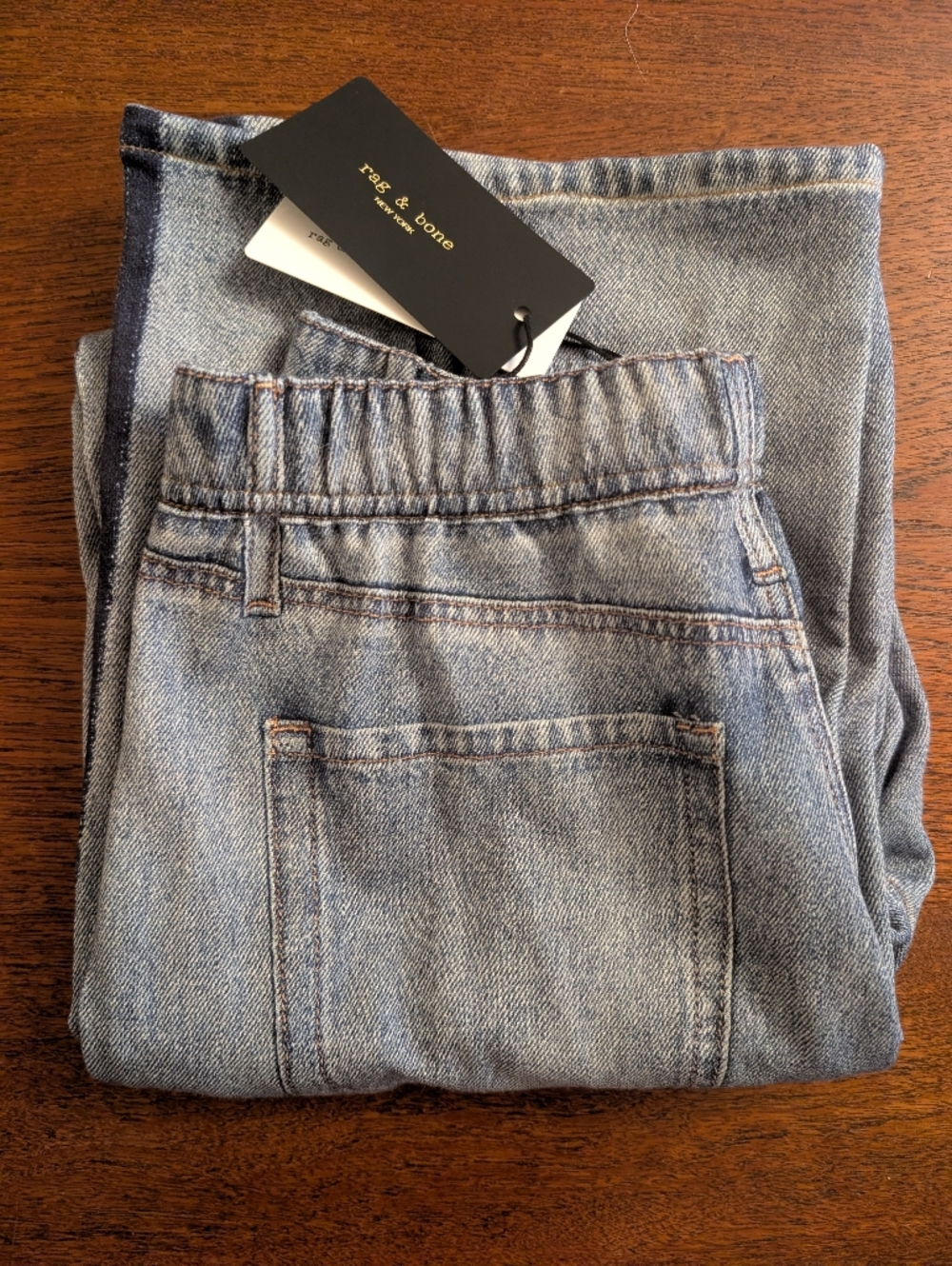 Light Blue Wide-Leg Jeans with Dark Side Stripe - Women - Picture 2 of 8